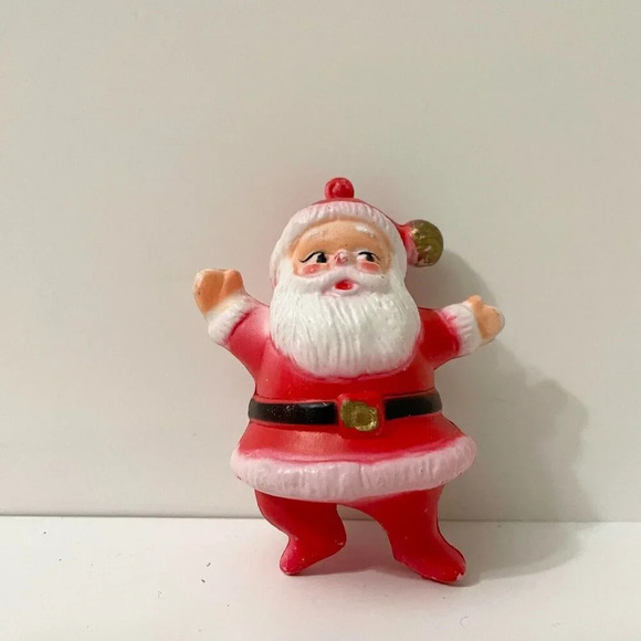 Vintage Mini Blow Mold Santa Christmas Ornament 3 Inch Tall Flaws - Picture 5 of 16